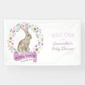 Little Bunny Rabbit en Flowers Baby shower Spandoek (Horizontaal)