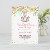 Little Bunny Spring Baby shower Uitnodiging (Staand voorkant)