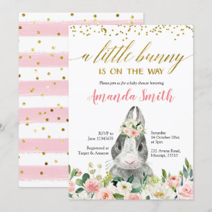 Little Bunny Spring Floral Baby shower Kaart