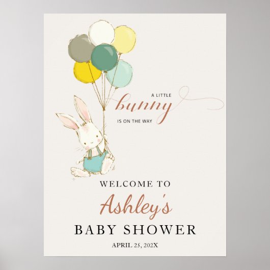 Little Bunny Welcome Baby shower Poster (Voorkant)