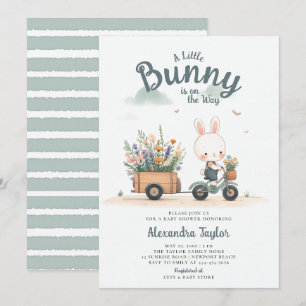Little Bunny Wildflower Wagon Blauw Baby Jongen Do Kaart
