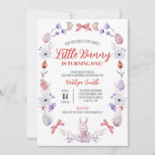 Little Bunny wordt één, lente verjaardag Kaart (Voorkant)