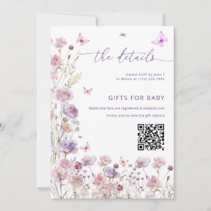 Little Butterfly Baby Shower Details Card  Kaart