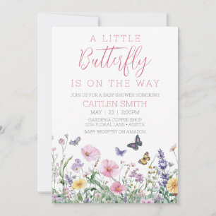 Little Butterfly Baby shower Floral Waterverf Kaart