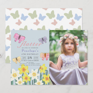 Little Butterfly Daffodil Girl Birthday Foto Kaart