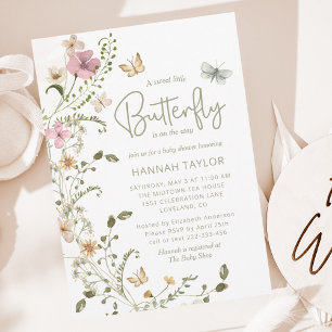 Little Butterfly Girl Baby shower Kaart