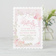 Little Butterfly Pink Baby Shower Invitation