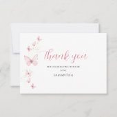 Little Butterfly Pink Girl Baby shower Bedankkaart (Voorkant)