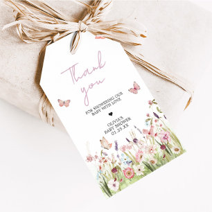 Little Butterfly Wildflower Baby shower Favorieten Cadeaulabel