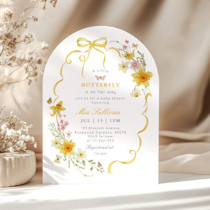 Little Butterfly Wildflower Bow Baby shower Kaart