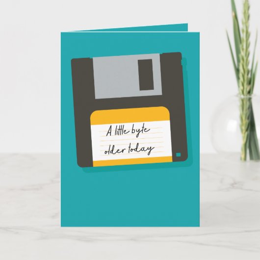 Little Byte Older Floppy Disc Birthday Card Kaart (Voorkant)