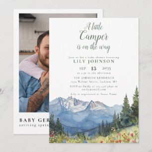 Little Camper Mountain Baby shower Foto QR-code Kaart