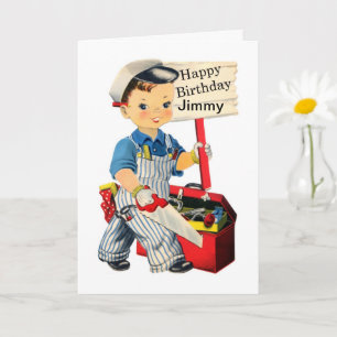 Little Carpenter Birthday-kaart Persoonlijke naam Kaart