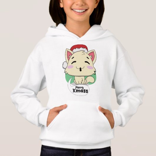 Little Cat Merry Christmass Hoodie (Voorkant)