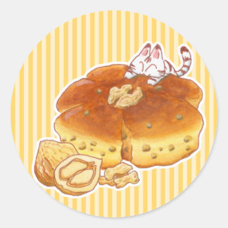 Little Cat & Walnut bread Ronde Sticker
