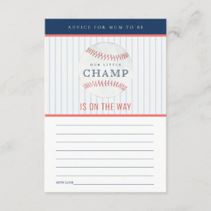 Little Champ Baseball Advice for Mum Baby shower Informatiekaartje
