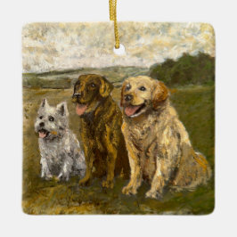 Little Chat: Whimsical Christmas Farm Animal Keramisch Ornament