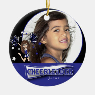 Little Cheerleader - DIY Photo - Dark Blue Keramisch Ornament