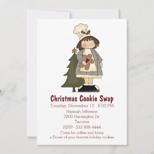 Little Chef Christmas Cookie Swap Uitnodiging (Voorkant)