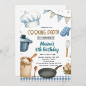 Little Chef cooking baking party invitation (Devant / Derrière)