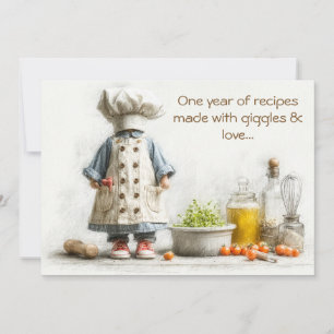 Little Chef Girl - 1st Birthday Cooking Fun Kaart