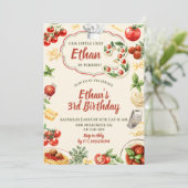 Little Cheff a trois ans Invitation d'anniversaire (Debout devant)