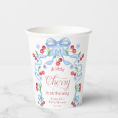 Little Cherry Blue Bow Baby shower Papieren Bekers (Voorkant)
