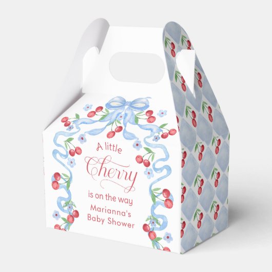 Little Cherry Blue Bow Baby shower voor jongens Bedankdoosjes (Voorkant Zijde)