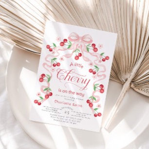 Little Cherry Girl roze strik Baby shower Kaart