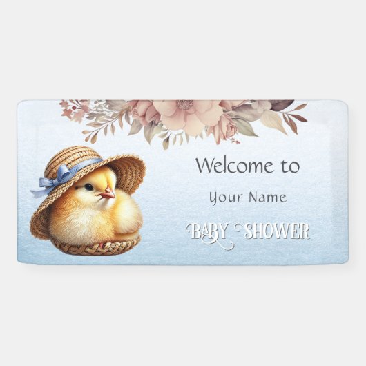 Little Chick Blue Ribbon Baby shower Spandoek (Horizontaal)