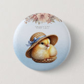 Little Chick Blue Ribbon Button (Voorkant)