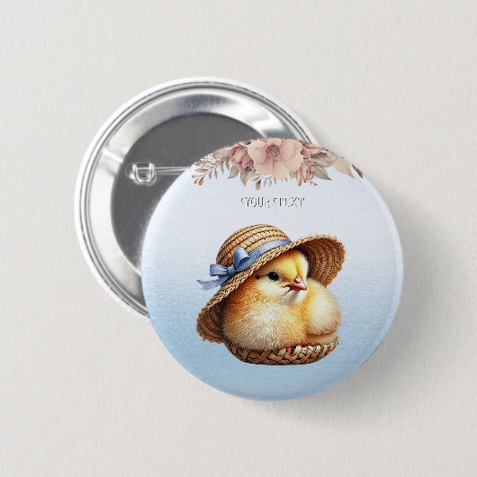 Little Chick Blue Ribbon Button (Voorkant /achterkant)