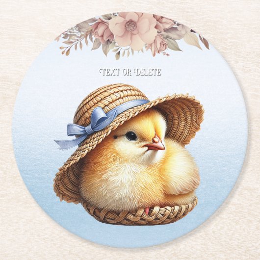 Little Chick Blue Ribbon Paper Onderzetter (Voorkant)
