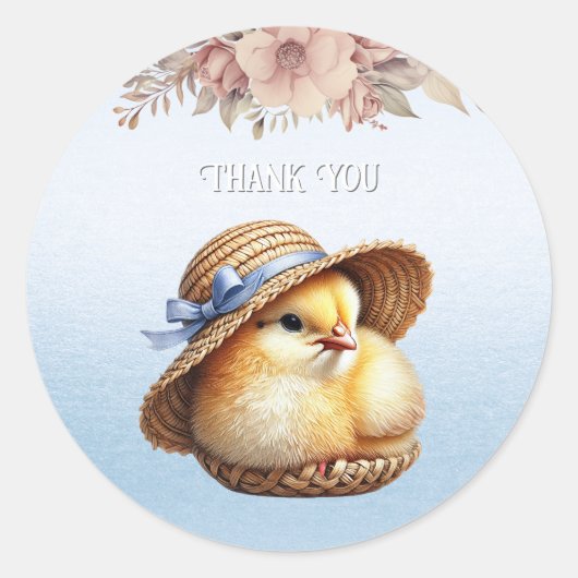 Little Chick Blue Ribbon Sticker (Voorkant)