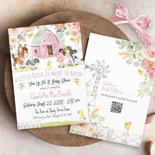Little Chick Boerderij Girl Barnyard Floral Baby s Kaart