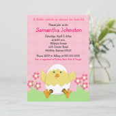 Little Chick Easter Baby shower Invitation Kaart (Staand voorkant)