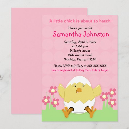 Little Chick Easter Baby shower Invitation Kaart (Voorkant / Achterkant)