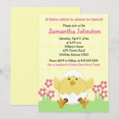 Little Chick Easter Baby shower Invitation Kaart (Voorkant / Achterkant)