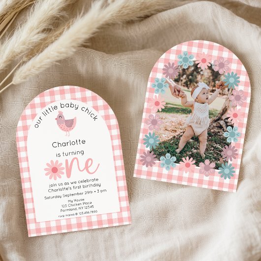 Little Chick est un 1er anniversaire Invitation ph
