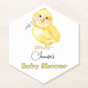 Little Chick Floral Baby shower Kartonnen Onderzetters