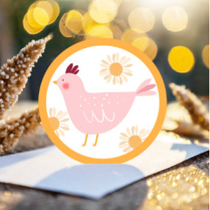 Little Chick Girl Boerderij Easter Chicken Birthda Ronde Sticker