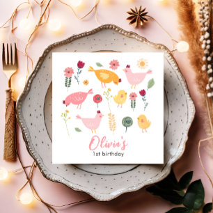 Little Chick Girl Boerderij Easter Chicken Birthda Servet