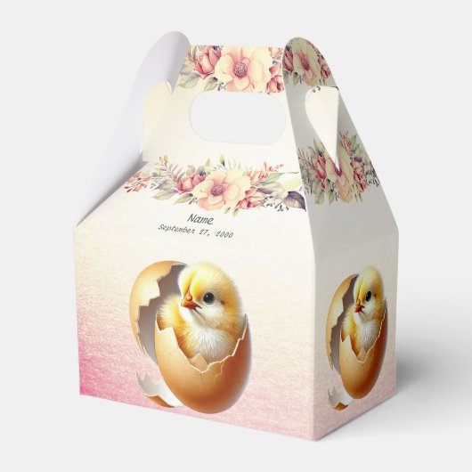 Little Chick Hatching Floral Favoriete Box Bedankdoosjes (Voorkant Zijde)