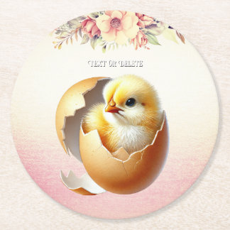 Little Chick Hatching Floral Paper Onderzetter