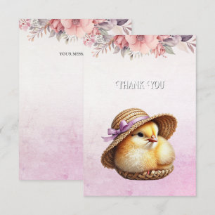 Little Chick Pink Ribbon bedankkaart