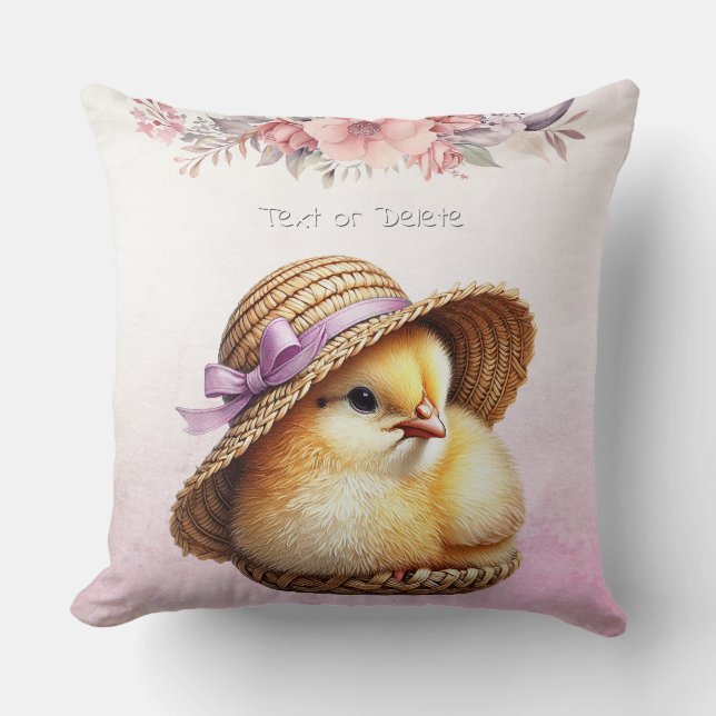 Little Chick Pink Ribbon Sierkussen (Voorkant)