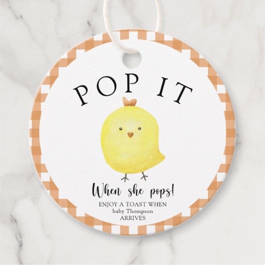 Little Chick - Pop het! Als ze pop! Bedankjes Labels (Voorkant)