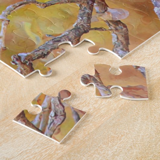 Little Chickadee Bird in Herfst Trees Art Puzzle Legpuzzel (Zijkant)
