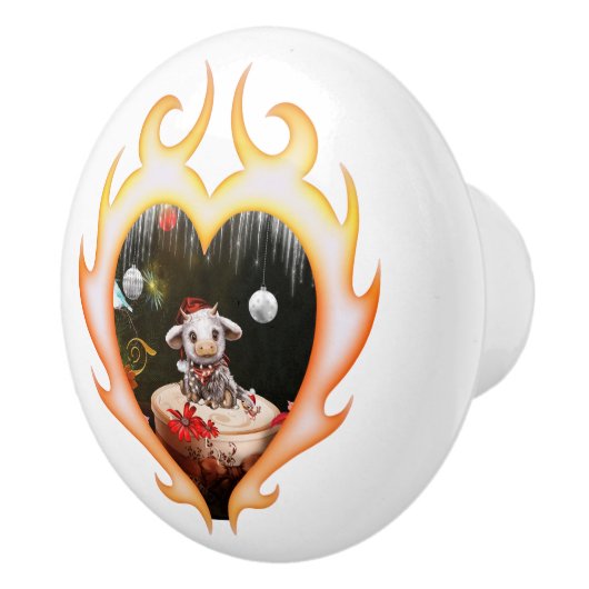 Little christmas cow keramische knop (Rechts)