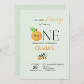 Little Citrus Orange 1st Birthday Invitation (Devant / Derrière)